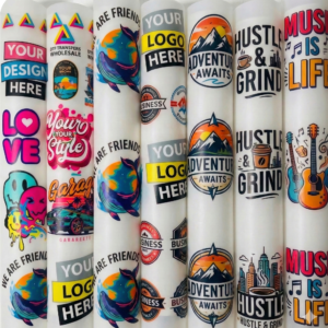 Custom DTF transfer sample pack with vibrant printed textile designs, ready-to-press heat transfers for professional garment printing service in the UK