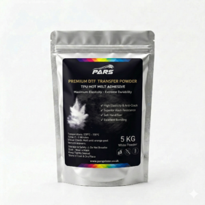 Bulk 5kg PARS DTF transfer powder bag of high-quality TPU hot melt adhesive for industrial textile printing in the UK